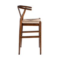 Cera Barstool Chair Set of 2, Handwoven Rope Seat, Cappuccino Brown -BM330013