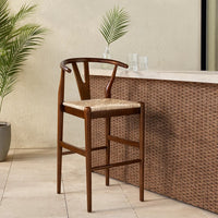 Cera Barstool Chair, Handwoven Rope Seat, Cappuccino Brown -BM330013