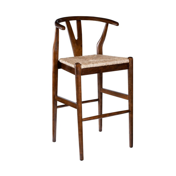 Cera Barstool Chair Set of 2, Handwoven Rope Seat, Cappuccino Brown -BM330013