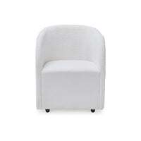 Robeck Dining Armchair Set of 2 with Wheels, Ivory Boucle Polyester -BM330017