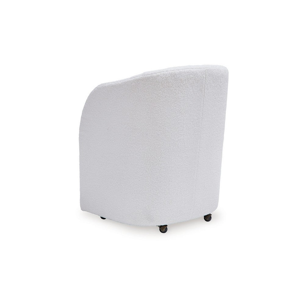 Robeck Dining Armchair Set of 2 with Wheels, Ivory Boucle Polyester -BM330017