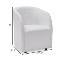 Robeck Dining Armchair Set of 2 with Wheels, Ivory Boucle Polyester -BM330017