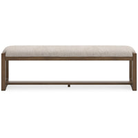 Cabal Large Dining Bench, Padded Beige Polyester, Brown Wood, 64 Inch -BM330022