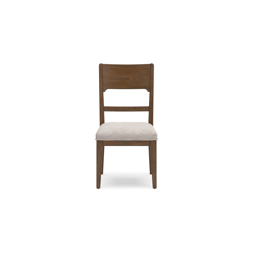 Cabal Dining Side Chair Set of 2, Beige Polyester, Brown Hickory Wood -BM330023