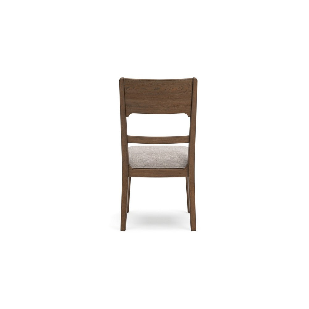 Cabal Dining Side Chair Set of 2, Beige Polyester, Brown Hickory Wood -BM330023