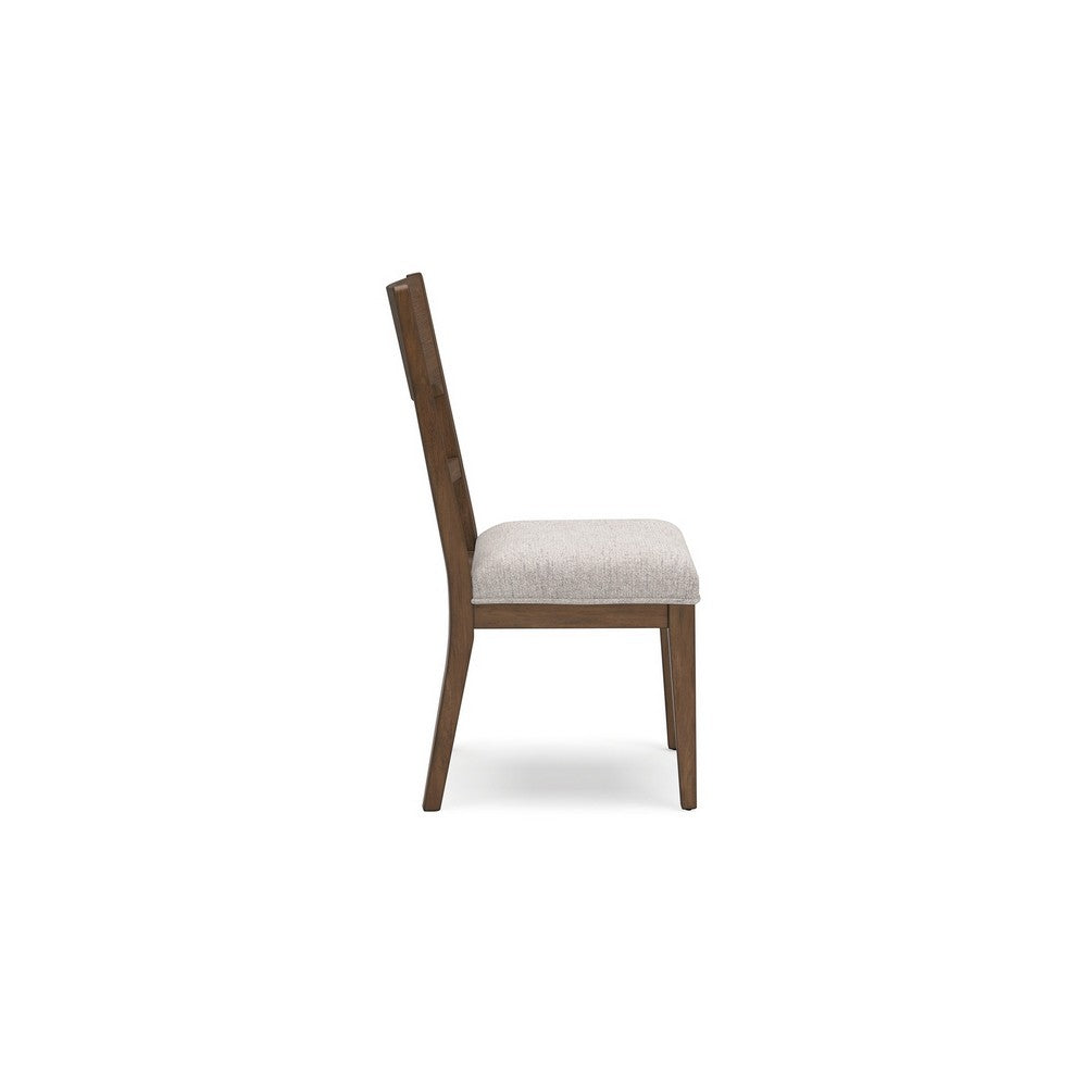 Cabal Dining Side Chair Set of 2, Beige Polyester, Brown Hickory Wood -BM330023