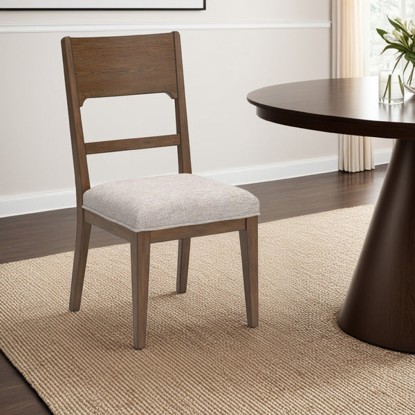 Cabal Dining Side Chair Set of 2, Beige Polyester, Brown Hickory Wood -BM330023