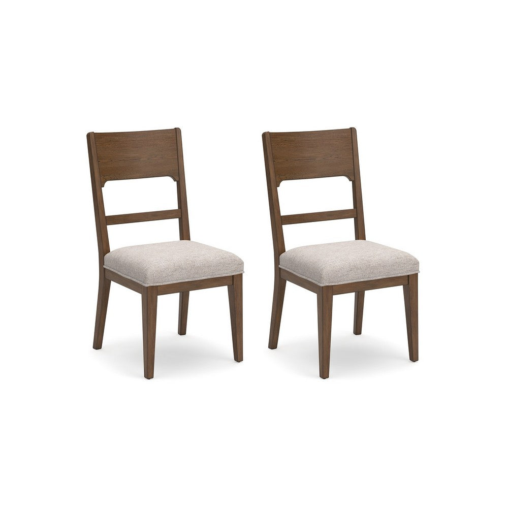 Cabal Dining Side Chair Set of 2, Beige Polyester, Brown Hickory Wood -BM330023