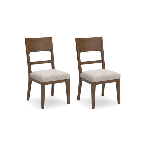 Cabal Dining Side Chair Set of 2, Beige Polyester, Brown Hickory Wood -BM330023
