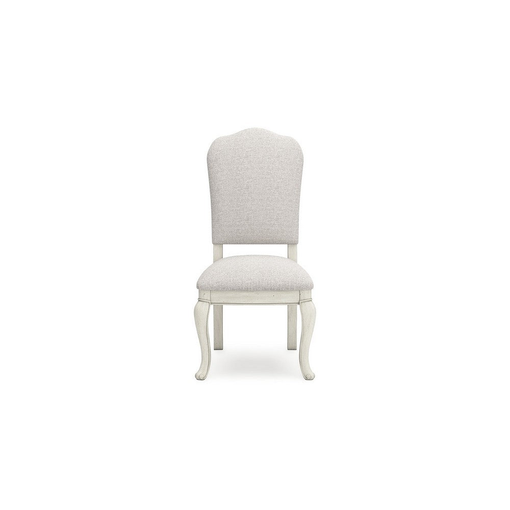 Dyne Dining Side Chair Set of 2, Cabriole Legs, White Linen and Wood -BM330026