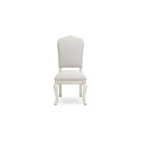 Dyne Dining Side Chair Set of 2, Cabriole Legs, White Linen and Wood -BM330026
