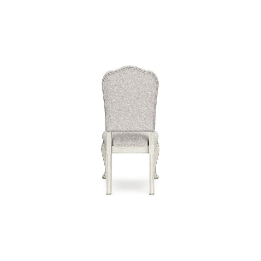 Dyne Dining Side Chair Set of 2, Cabriole Legs, White Linen and Wood -BM330026
