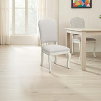 Dyne Dining Side Chair Set of 2, Cabriole Legs, White Linen and Wood -BM330026