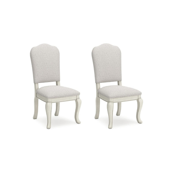 Dyne Dining Side Chair Set of 2, Cabriole Legs, White Linen and Wood -BM330026