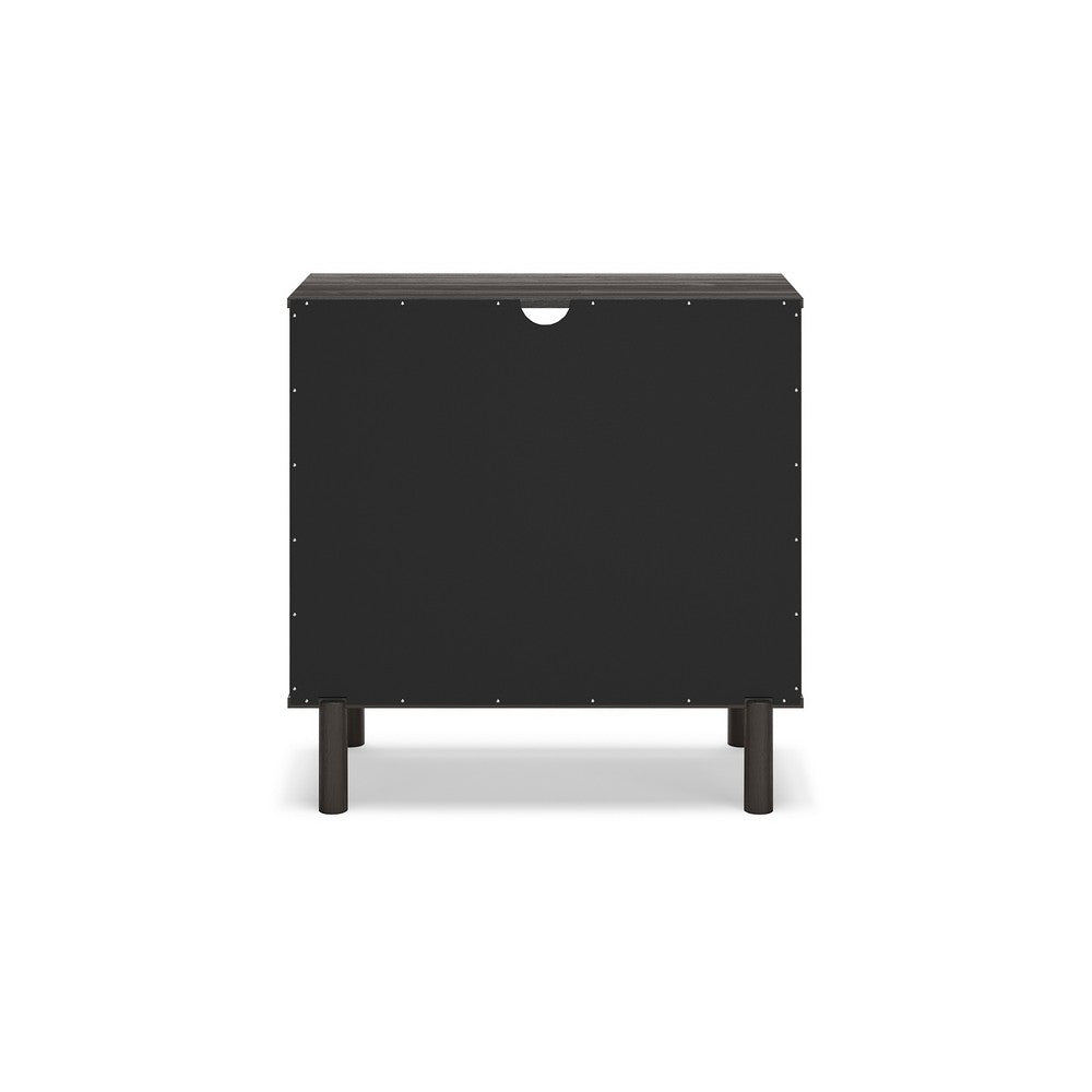 Cabie Accent Table, Sliding Doors and Open Top Shelf, Gray Wood, Gold -BM330027