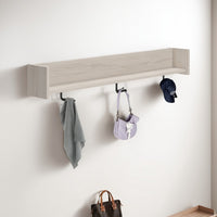 Soca Wall Mounted Coat Rack, 3 Hooks and Shelf, Light Natural Brown -BM330029