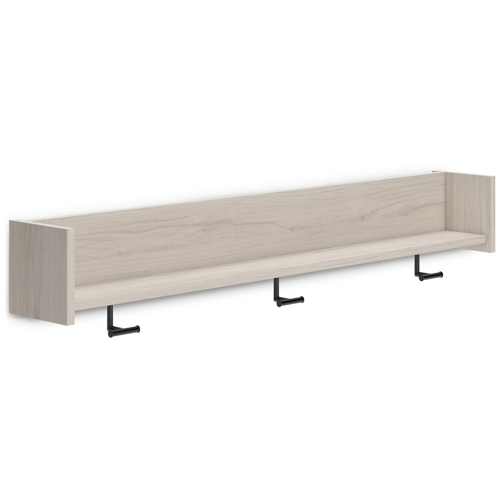 Soca Wall Mounted Coat Rack, 3 Hooks and Shelf, Light Natural Brown -BM330029