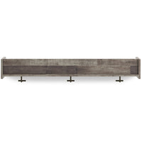 Elis Wall Mounted Coat Rack with 3 Hooks and Shelf, Butcher Block Gray -BM330030