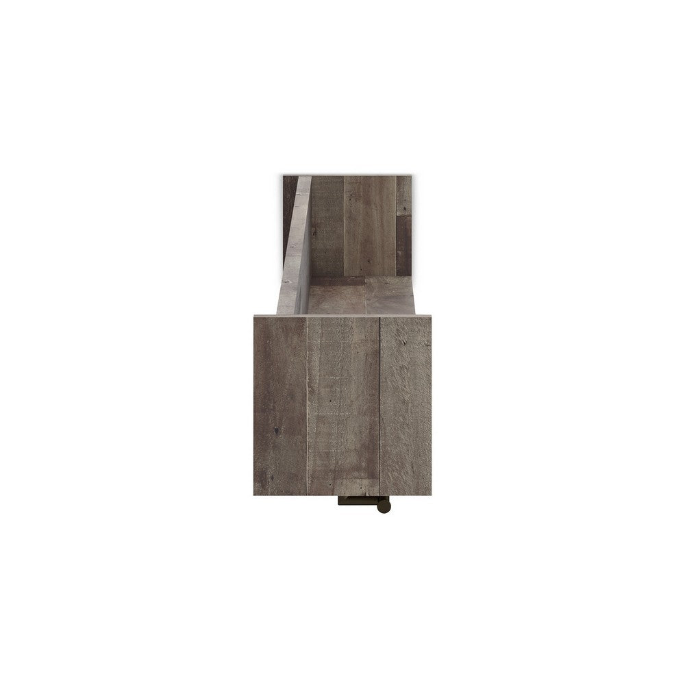 Elis Wall Mounted Coat Rack with 3 Hooks and Shelf, Butcher Block Gray -BM330030