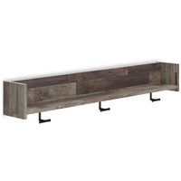 Elis Wall Mounted Coat Rack with 3 Hooks and Shelf, Butcher Block Gray -BM330030