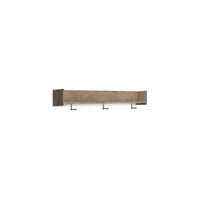 Olia Wall Mounted Coat Rack, 3 Hooks and Shelf, Light Dry Brown Wood -BM330031