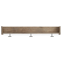 Olia Wall Mounted Coat Rack, 3 Hooks and Shelf, Light Dry Brown Wood -BM330031