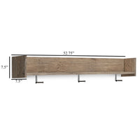 Olia Wall Mounted Coat Rack, 3 Hooks and Shelf, Light Dry Brown Wood -BM330031