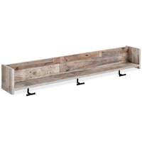 Elis Wall Mounted Coat Rack, 3 Hooks and Shelf, Butcher Block White -BM330032
