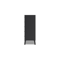 Hwan Tall Dresser Chest with 5 Drawers, Splayed Legs, Matte Black Wood -BM330036