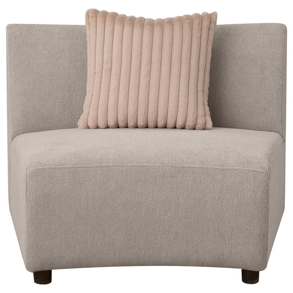 Fayo Modular Armless Chair, Heather Beige, 31 Inch, 1 Accent Pillow -BM330038