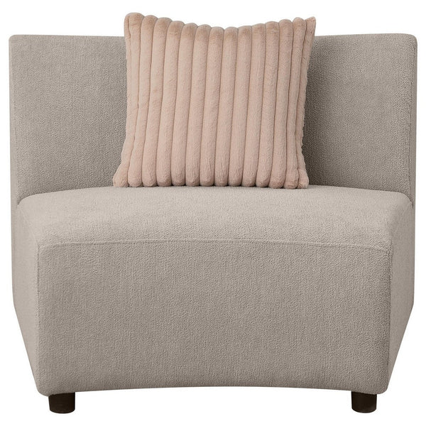 Fayo Modular Armless Chair, Heather Beige, 31 Inch, 1 Accent Pillow -BM330038