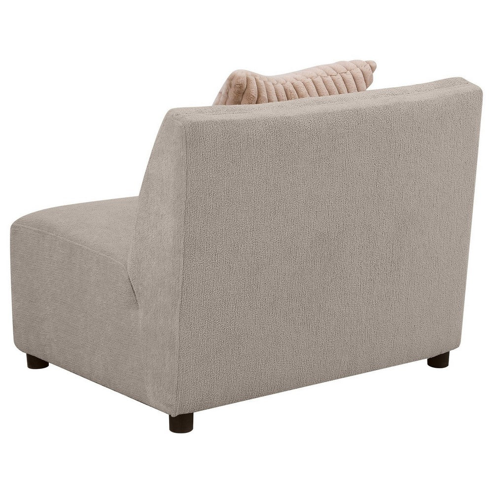 Fayo Modular Armless Chair, Heather Beige, 31 Inch, 1 Accent Pillow -BM330038