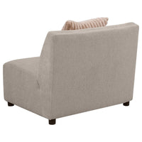 Fayo Modular Armless Chair, Heather Beige, 31 Inch, 1 Accent Pillow -BM330038