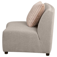 Fayo Modular Armless Chair, Heather Beige, 31 Inch, 1 Accent Pillow -BM330038
