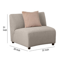 Fayo Modular Armless Chair, Heather Beige, 31 Inch, 1 Accent Pillow -BM330038