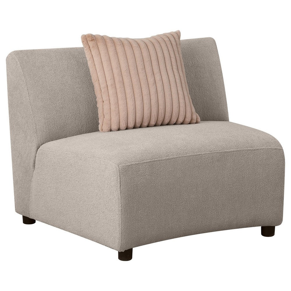 Fayo Modular Armless Chair, Heather Beige, 31 Inch, 1 Accent Pillow -BM330038