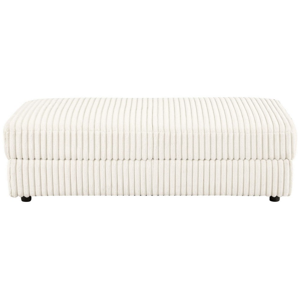 Sono Storage Ottoman, 61 Inch, Ivory Fabric with Channel Tufting -BM330042