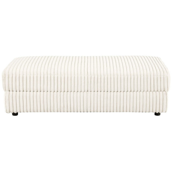 Sono Storage Ottoman, 61 Inch, Ivory Fabric with Channel Tufting -BM330042