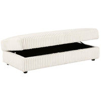 Sono Storage Ottoman, 61 Inch, Ivory Fabric with Channel Tufting -BM330042
