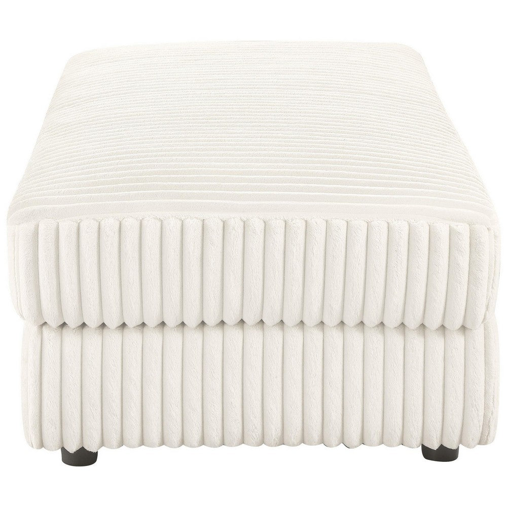 Sono Storage Ottoman, 61 Inch, Ivory Fabric with Channel Tufting -BM330042