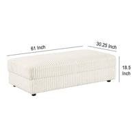 Sono Storage Ottoman, 61 Inch, Ivory Fabric with Channel Tufting -BM330042
