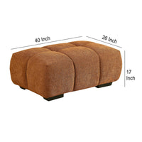 Cace Ottoman, Burnt Orange Fabric, 40 Inch, Textured Grid Tufting -BM330044