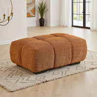 Cace Ottoman, Burnt Orange Fabric, 40 Inch, Textured Grid Tufting -BM330044