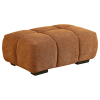 Cace Ottoman, Burnt Orange Fabric, 40 Inch, Textured Grid Tufting -BM330044