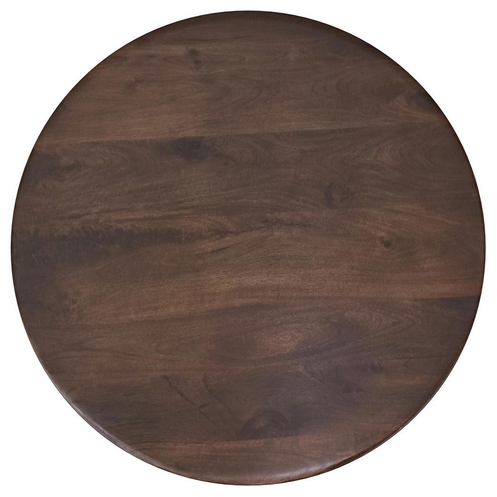 Novo Coffee Table, 36 Inch, Rustic Three Panel Legs, Brown Mango Wood -BM330047