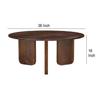 Novo Coffee Table, 36 Inch, Rustic Three Panel Legs, Brown Mango Wood -BM330047