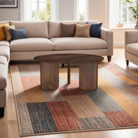 Novo Coffee Table, 36 Inch, Rustic Three Panel Legs, Brown Mango Wood -BM330047