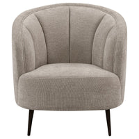 Zui Curved Accent Armchair, 33 Inch, Beige, Modern Sleek Tapered Metal Legs -BM330059