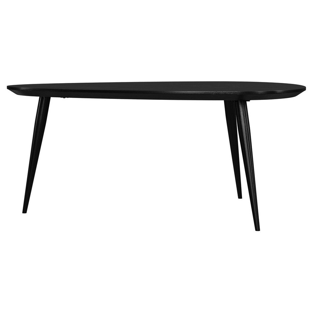 Deso Coffee Table, 39 Inch Triangular Black Mango Wood, Metal Legs -BM330064