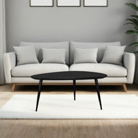 Deso Coffee Table, 39 Inch Triangular Black Mango Wood, Metal Legs -BM330064